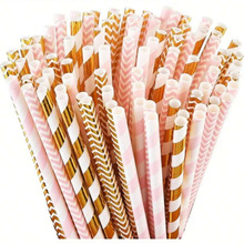 J 72048 Mixed Print Paper Straws ���bӡ�������ܿ羳���u