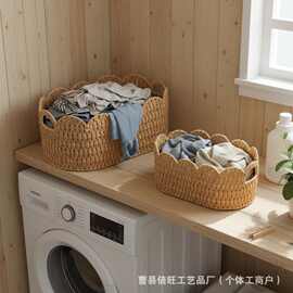 花边纸绳收纳筐手工编织大容量储物篮家用放藤编杂物整理储物盒