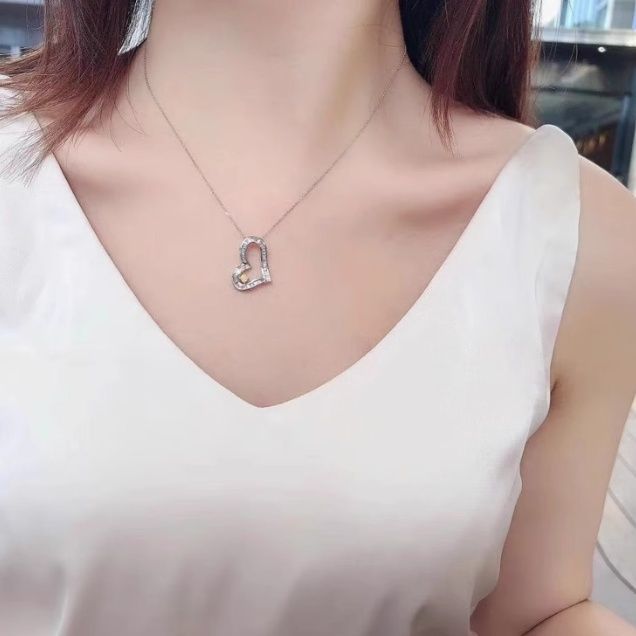 전체 다이아몬드 사랑 사다리 광장 펜던트 목걸이 여성용 중공 하트 모양의 달콤한 절묘한 간단한 패션 성격 올 매치 교수형 장식품
