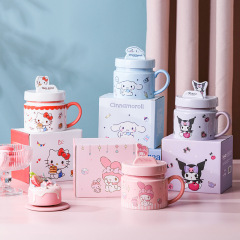 サンリオクリエイティブ携帯電話スタンドカップセラミックマグカップかわいいカップ蓋付きコーヒーカップカップルカップカップ