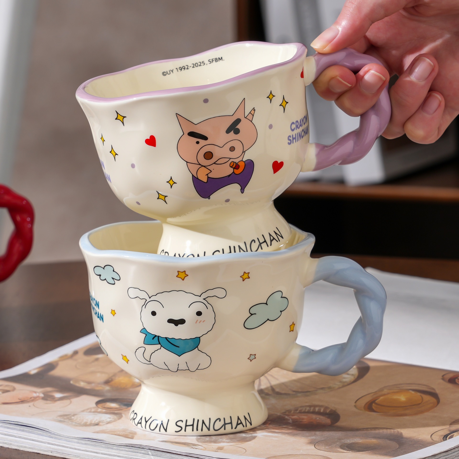 Crayón pequeño nuevo auténtico autorizado copos de marca tazas de agua tazas de cerámica tazas de café caseras de desayuno regalo