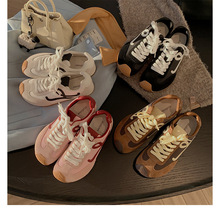 牛皮版~葡萄妈同款丑萌不对称大鞋头系带休闲运动阿甘鞋女德训鞋