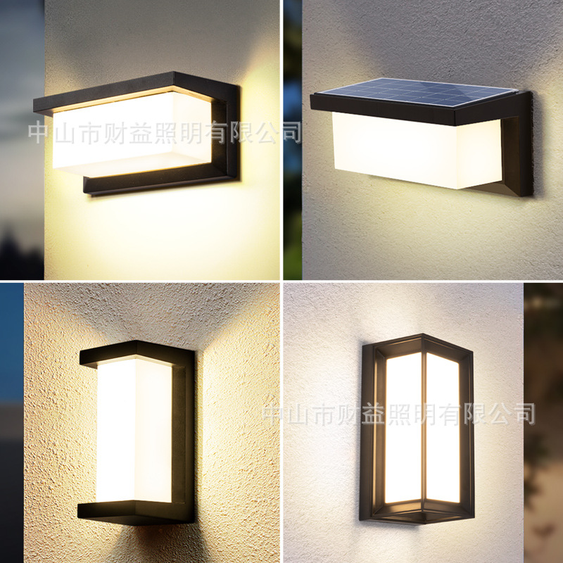 Led Solar Street Light Chinese-Style Wall Lamp Courtyard Villa Exterior Wall Light Solar Sensor Waterproof Ip65