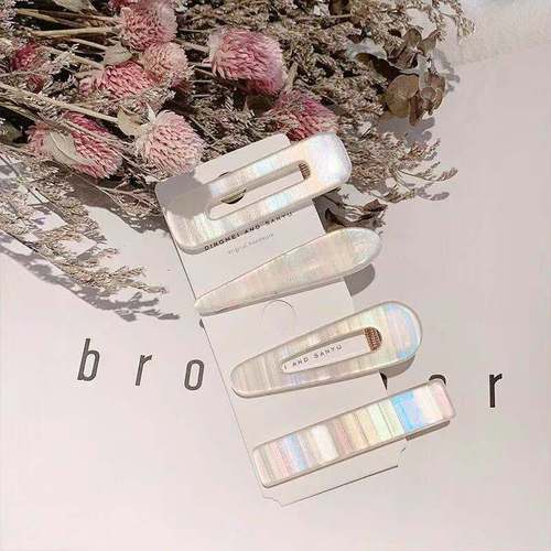 Symphony hairpin side clip girl Internet celebrity ins bangs clip headdress duckbill clip one-word shell hairpin hair accessory