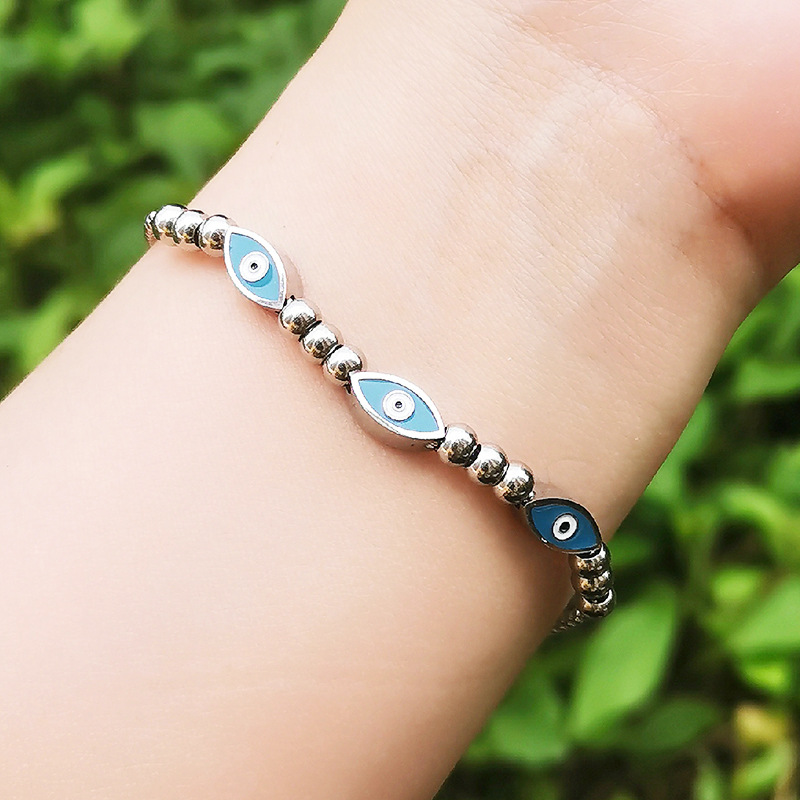 Simple Style Eye Titanium Steel Enamel Bracelets 1 Piece