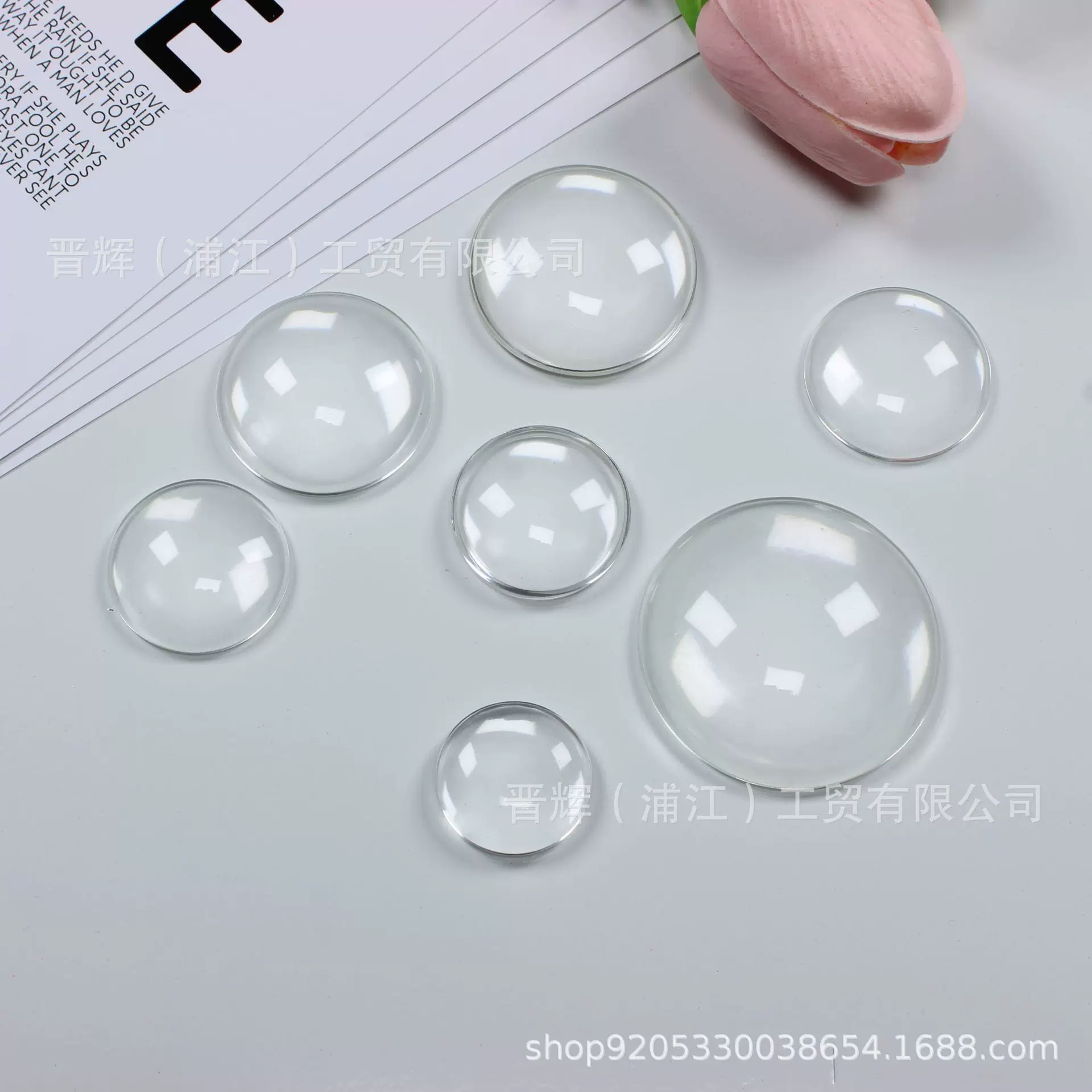 圆形时光宝石玻璃贴片DIY圆形饰品配件白水晶玻璃冰箱贴厂家批发