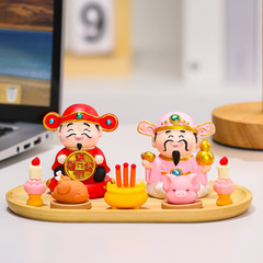 新中式财神爷五路财神桌面摆件装饰品供奉小神仙工位解压玄关摆件