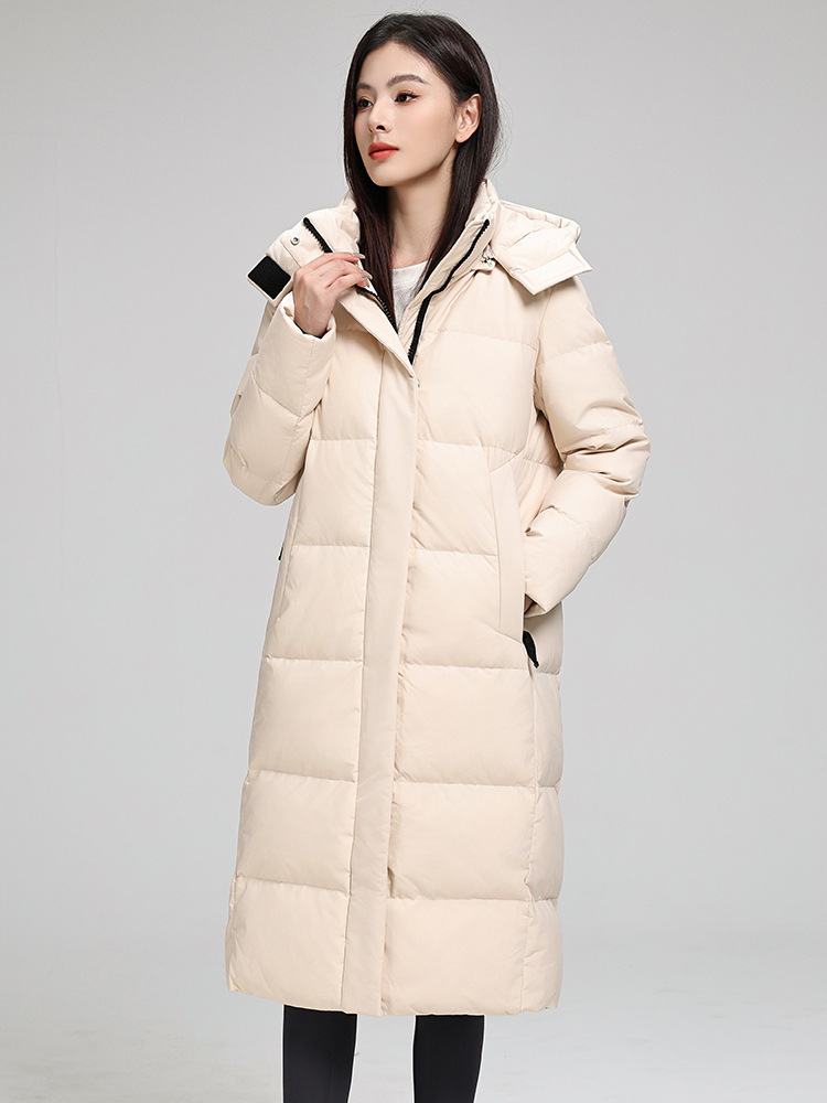 レディースダウンジャケット ロング丈 2025年冬新作 厚手 暖かい ダックダウン 女性用コート おしゃれ シンプル カレッジスタイル