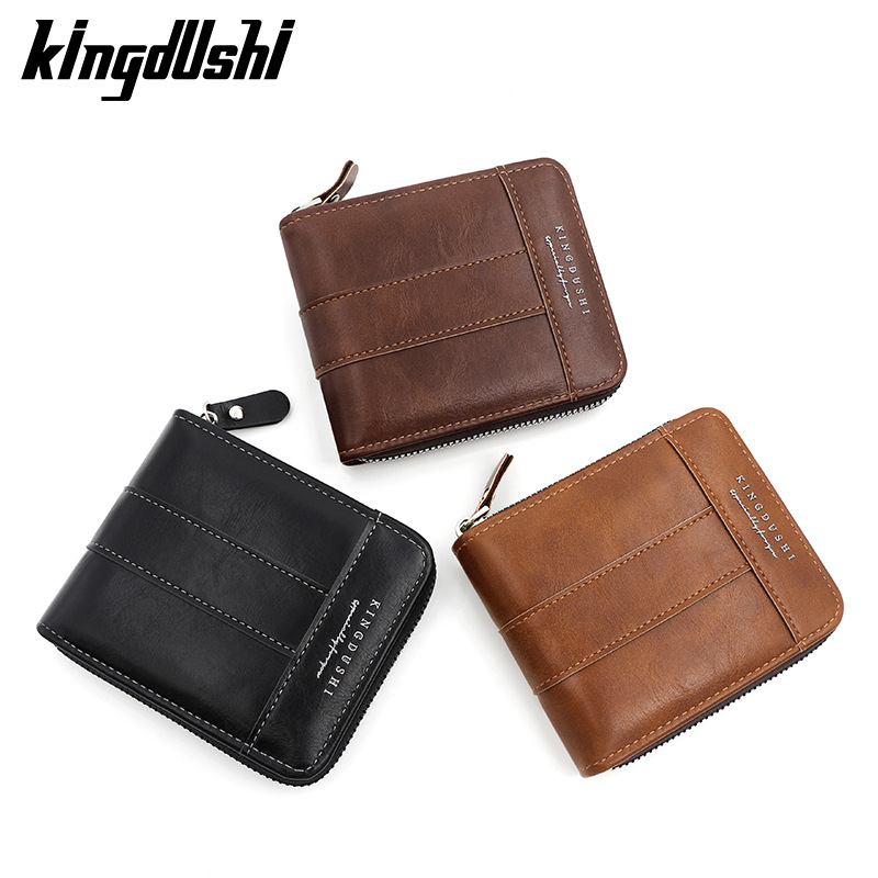 Europa y América retro hombre corto bolso de brazaleta de gran capacidad multi-tarjeta bisagra bolso de tarjetas de hombre bolso de cambio