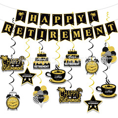 Amazon退职テーマプルフラッグHAPPY RETIREMENT引退パーティー装饰プルフラッグスパイラルペンダント