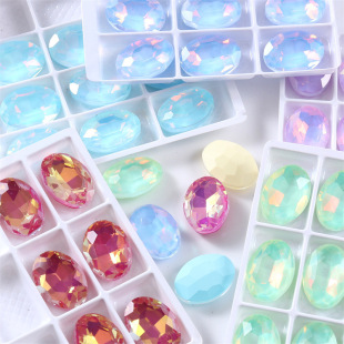 Oval mocha jelly pigeon egg glass drill DIY clothing accessories shoes flower bags jewelry accessories wholesale