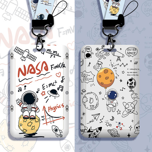 Cartoon student campus card holder, halter neck rope, ID holder, bus and subway work permit, meal card, name tag protective cover, wholesale