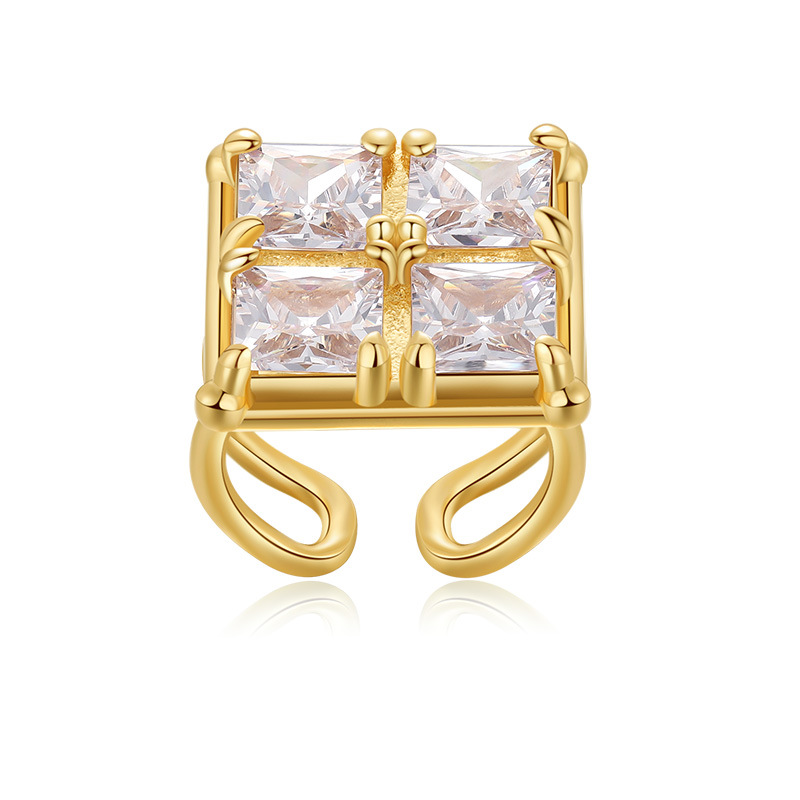 9g Weight Zircon Inlay Material Streetwear Heart Shape Flower Copper Inlay Zircon Open Rings