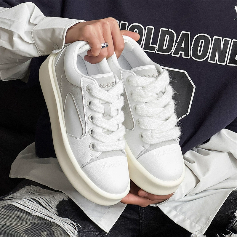 Универсальные повседневные кроссовки в форме сердца, увеличивающие рост, для мужчин, весна 2025, новые туфли на толстой подошве в стиле коалы серого цвета для пар