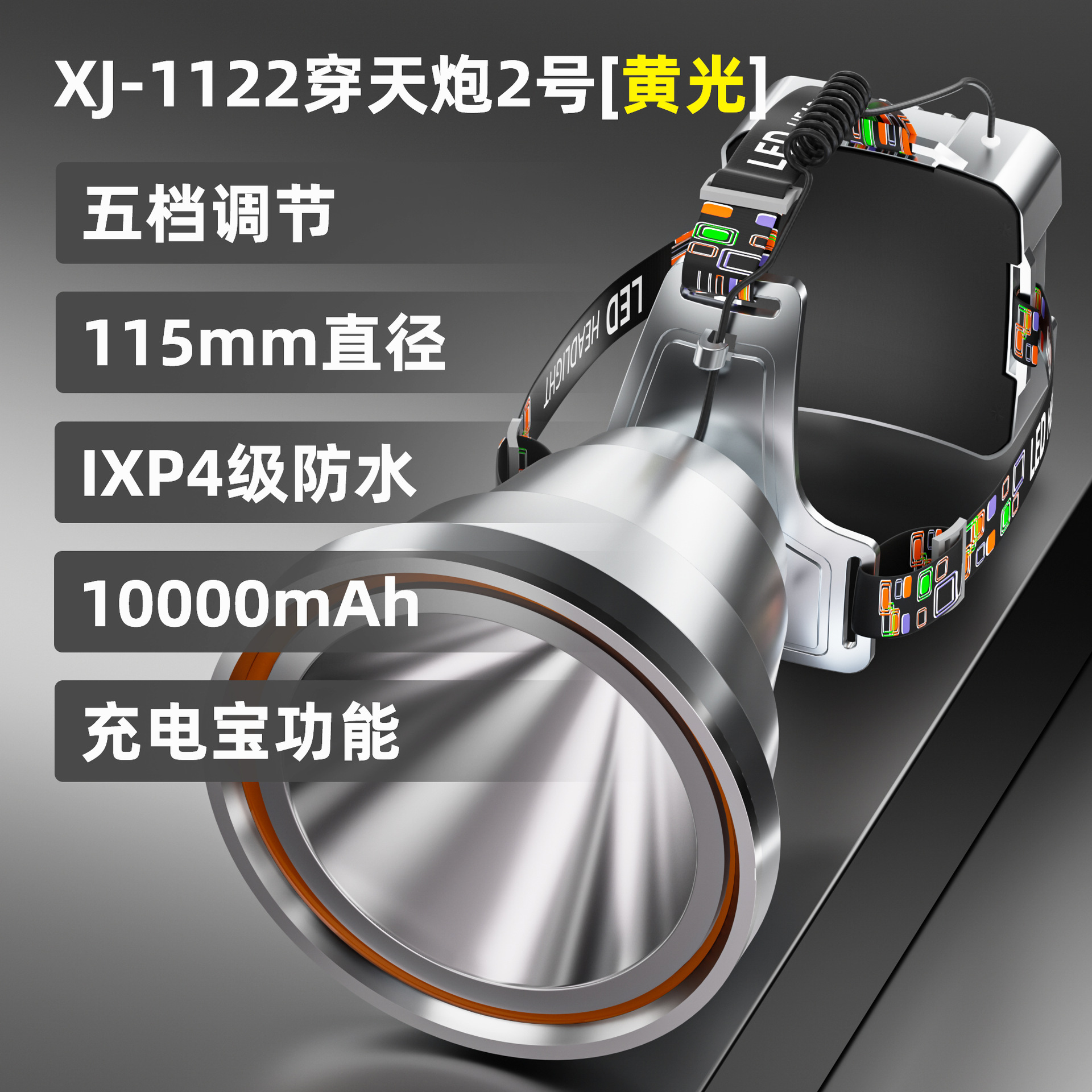 Cañón láser Luz de pesca nocturna Faros de alta potencia Luz fuerte Carga al aire libre Ultra brillante Linterna de largo alcance Lámpara de minero de batería de litio