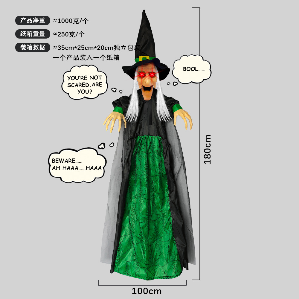 Muñeca Fantasma Colgante con Voz Activada, Brillante y que Grita, para Decoración de Halloween, Casa Embrujada, Escape Room, Serie Bruja