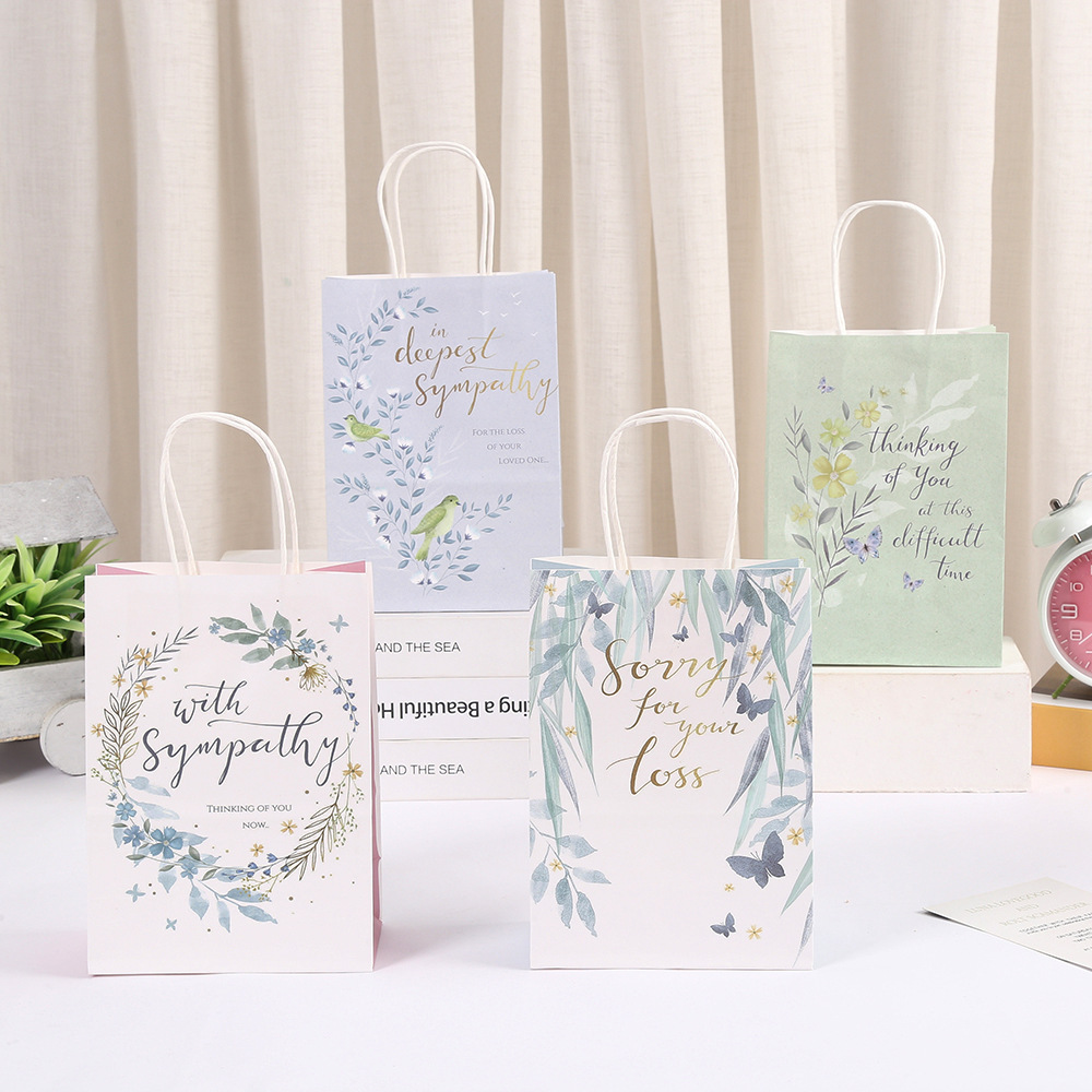 小清新牛皮纸袋甜品奶茶打包袋花卉彩色印刷手提袋商场礼品包装袋