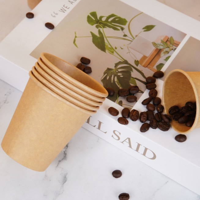 Taza de café kraft desechable 1.5oz 2.5oz 4oz 6oz 7oz taza de bebida caliente con impresión externa