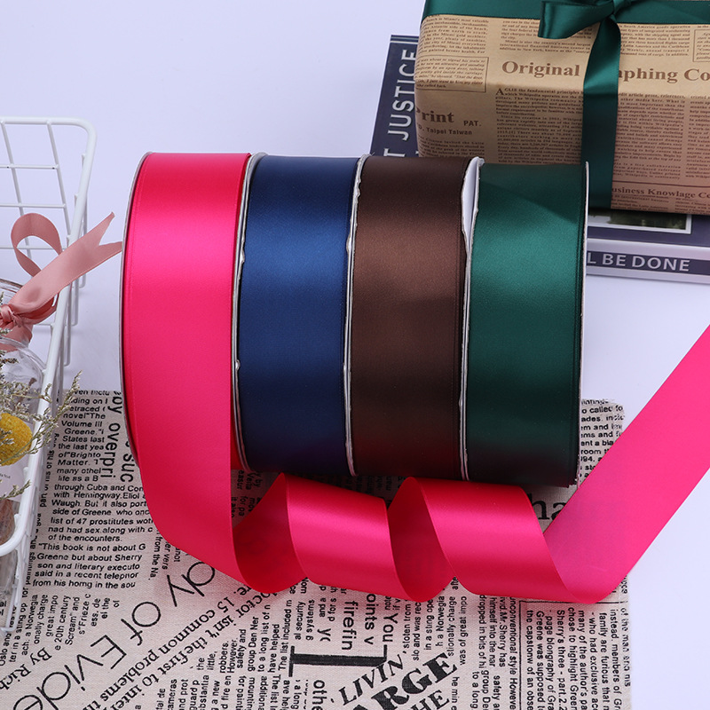 5cm de doble cara de la cinta de poliéster arco DIY cinta boda fresco ramo de fruta caja de regalo de embalaje cinta de satén de color