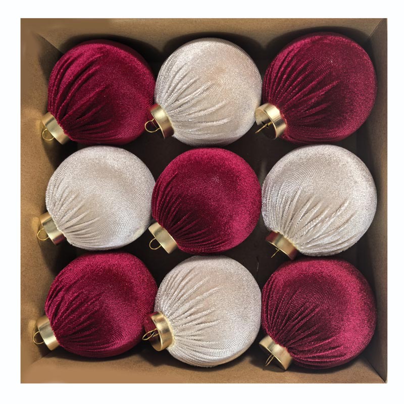 Transfronterizo 8CM set 9 lujo con taladro envuelto tela de peluche bola de Navidad árbol de Navidad bola de decoración de fiesta en casa