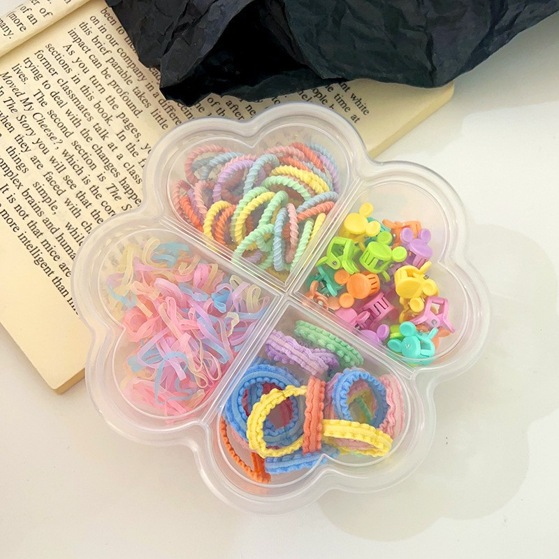 Banda de goma para niños en caja banda de cabello para niños banda de cabello para niñas banda de goma para niñas lazo de pelo para bebés no duele el pulgar del cabello