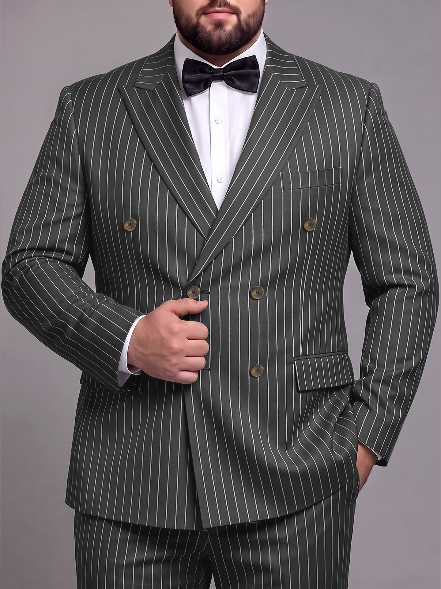 Trajes de hombre europeos y americanos transfronterizos 2026, trajes y pantalones de hombre a rayas, para cenas de negocios, bodas 241014 image 19