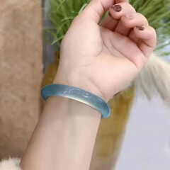 3 天然カルセドニー新中国風天然ハイアイスカーリーブルー瑪瑙ブレスレット中国風翡翠ブレスレットカーリーブルーカルセドニーブレスレット