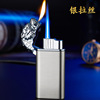 Creative metal tiger head windproof lighter inflatable personality tiger head straight into the blue flame lighter cross -border wholesale