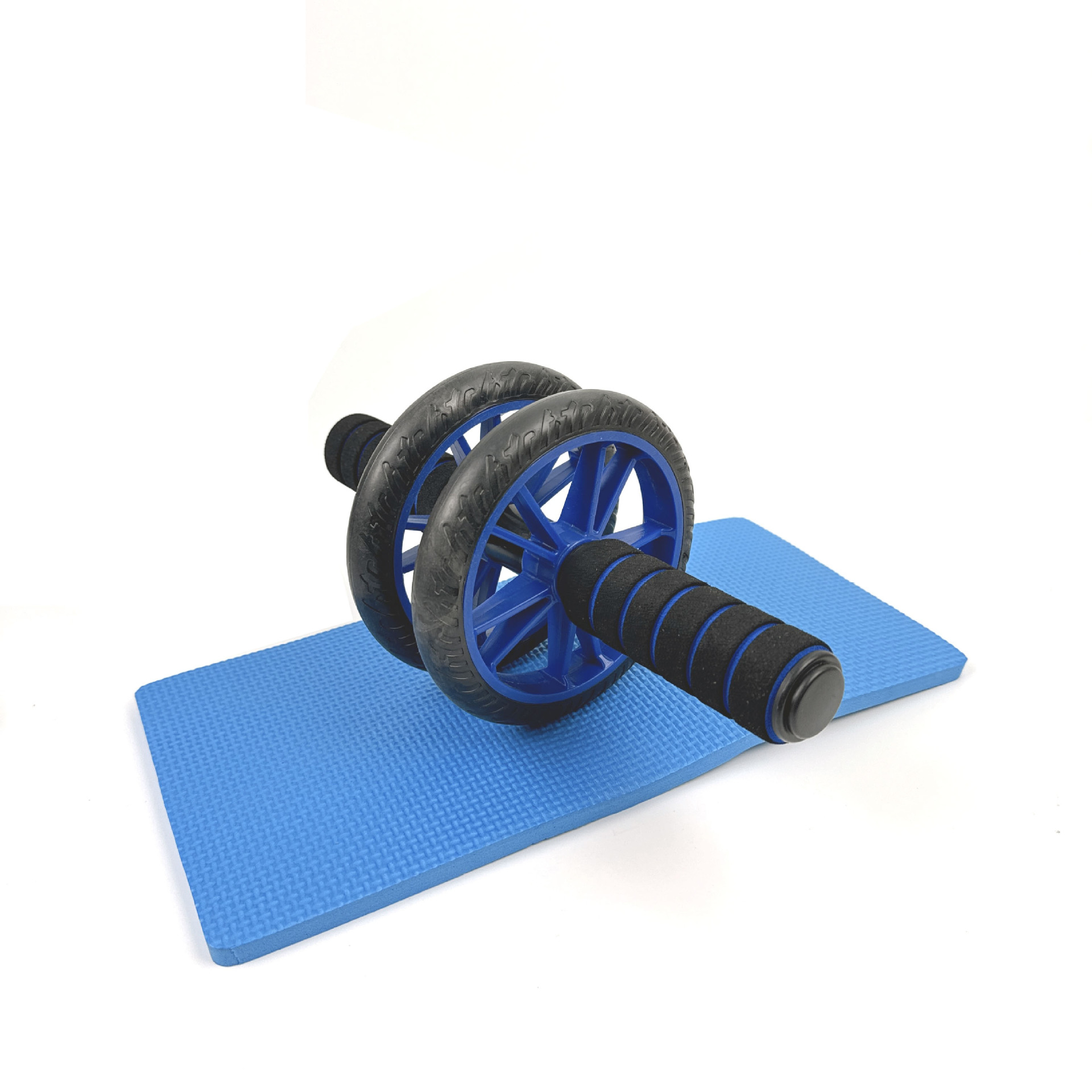 복부 근육 휠 미끄럼 방지 이중 휠 블루 14cm 무릎 패드 포함