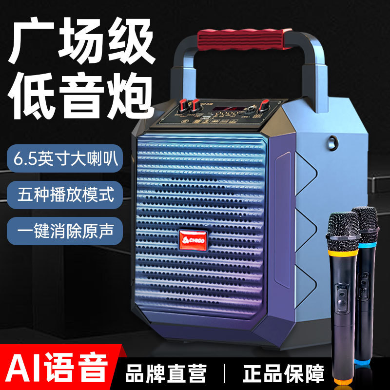 Chigo New Portable Square Dance Bluetooth Audio Outdoor K-song Portable Small Subwoofer Wireless Microphone