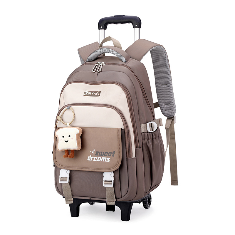 Mochila escolar de varilla de tracción para niños de escuela primaria para niñas seis ruedas pueden subir escaleras 2 - 6 grados 5 gran capacidad de doble uso impermeable para reducir la carga 12