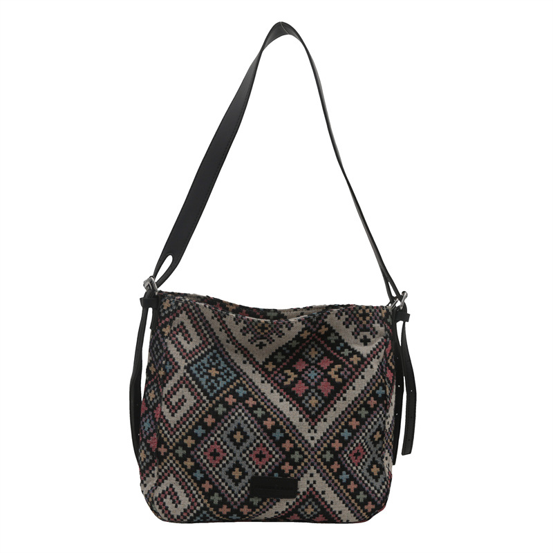 Bolso bandolera de lona de moda para mujer 2024 marea de otoño nuevo estilo de gran capacidad de costura de color de contraste viaje a clase bolso de viaje