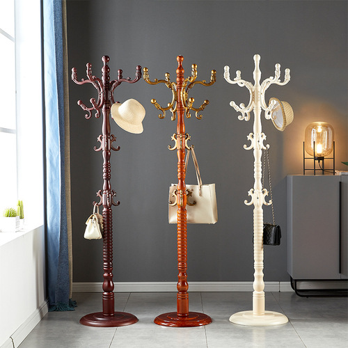 European birch coat rack household floor-standing bedroom clothes rack single pole vertical simple living room storage clothes rack