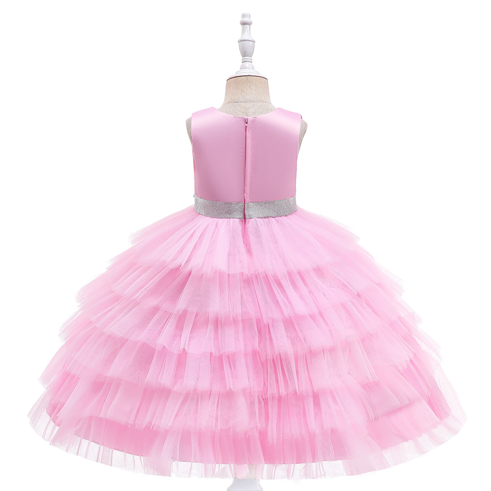 Europa y América AliExpress nuevas niñas vestido de princesa vestido multi-capa de malla pettiskirt flor niña vestido de novia