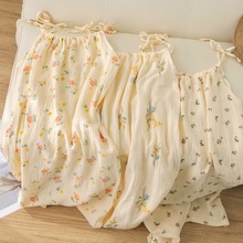 棉质双层纱布孕妇裙春夏月子服绉布睡裙吊带少女裙哺一件代发包邮