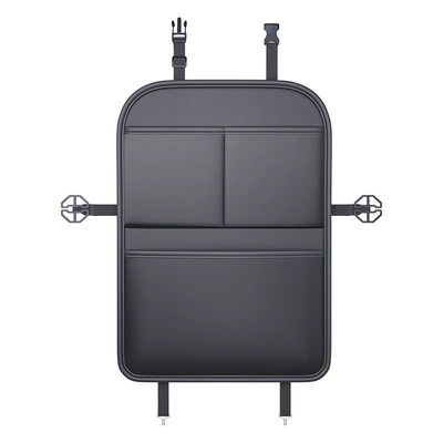 Car seat back protector, rear seat anti-kick pad, anti-scratch and anti-dirty pad, car interior storage bag (Chair back anti-kick pad) - classic-plain-black-kick-proof-storage