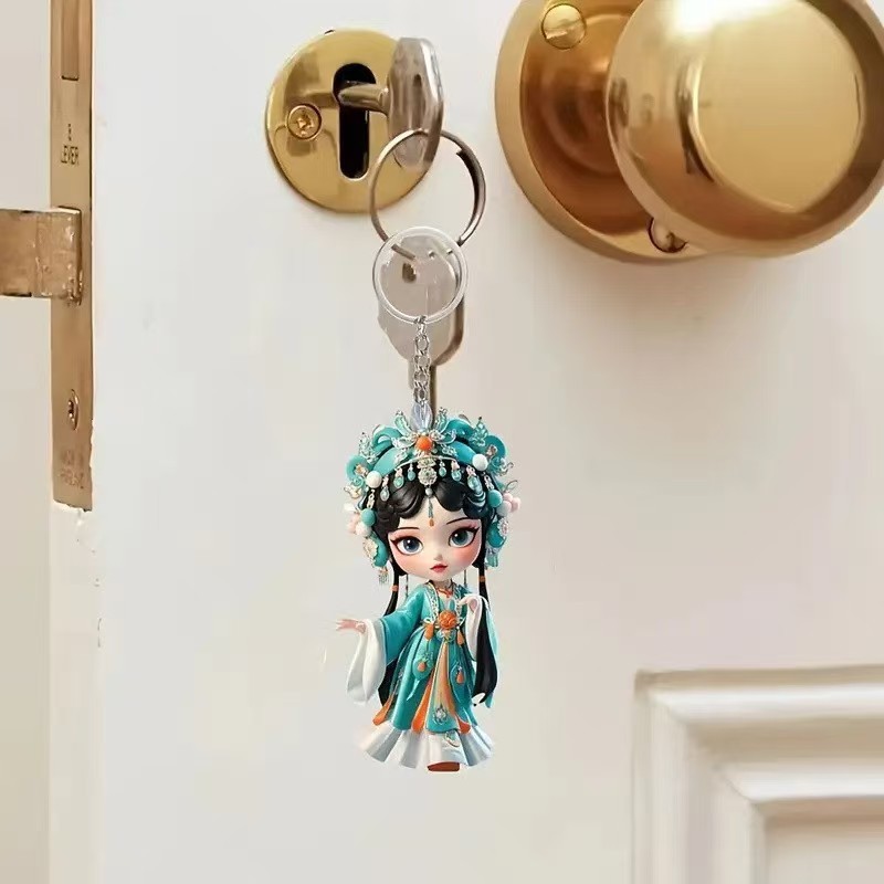 新しいかわいい小さな華丹妖精ペンダントアクリルクロスボーダーフラットインテリアバックミラー装飾キーホルダー|undefined