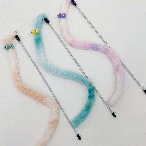 Starlight Cat Long-Sleeve Fluffy Caterpillar Cat Teaser with Super Cute Big Eyes, Bell-Trimmed, Bite-Resistant Plush Cat Toy