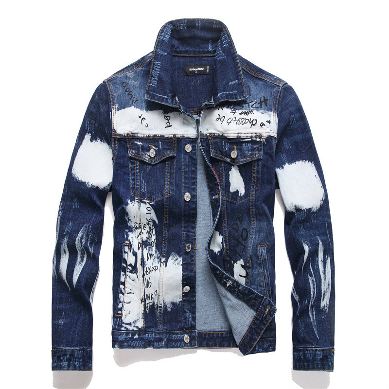 2025 Spring and Autumn Men's Denim Cardigan Youth Popular Lapel Men's Casual Jacket Letter Print 8281 2025 Spring and Autumn Men's Denim Cardigan Youth Popular Lapel Men's Casual Jacket Letter Print 8281