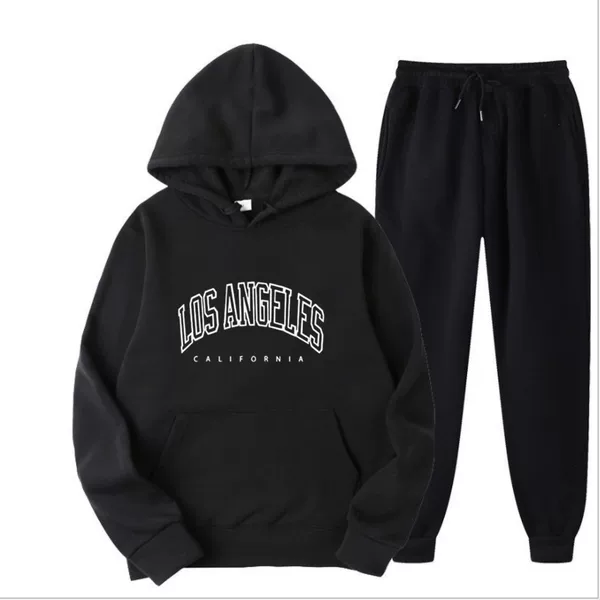 European and American Men's Fashion Spring and Autumn Hooded Solid Color Sweater suit Men's Pullover Sweater suit Men's Hoodie