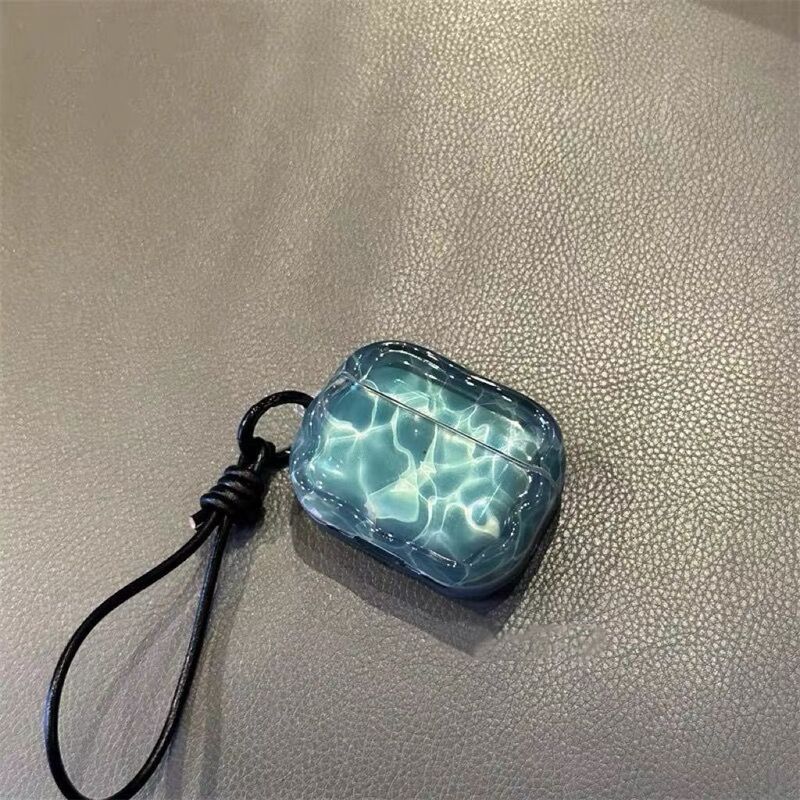 Water Ripple Blue Is Suitable for AirPods 4Th Generation Bluetooth Protective Case Airpodspro3 Headphone Cover Huaqiangbei 5Th Generation