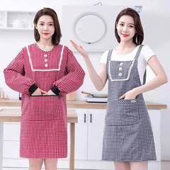 Cotton Cover-up Kitchen Apron for Home Use Cooking with Fashion Lace Trimmed Cuff Work Apron Anti-Stain and Dustproof Apron