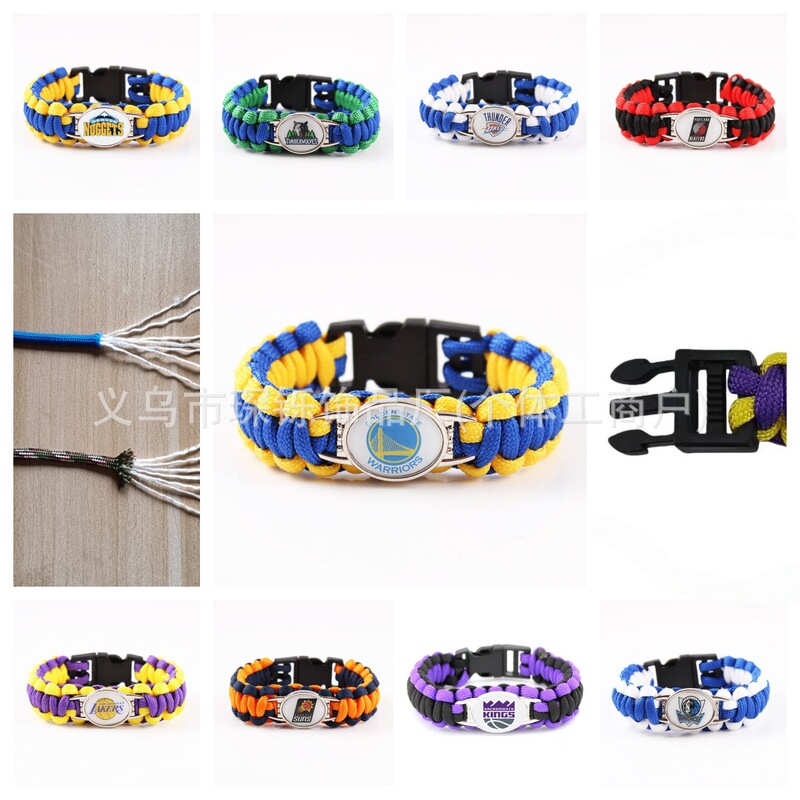 NBA Western Conference Global Team Paracord Bracelet Basketball Fan Woven Bracelet Trendy Bracelet