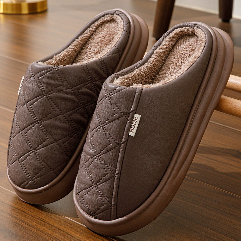Extra large winter slippers, non-slip keep warm fleece shoes indoor platform, plus size