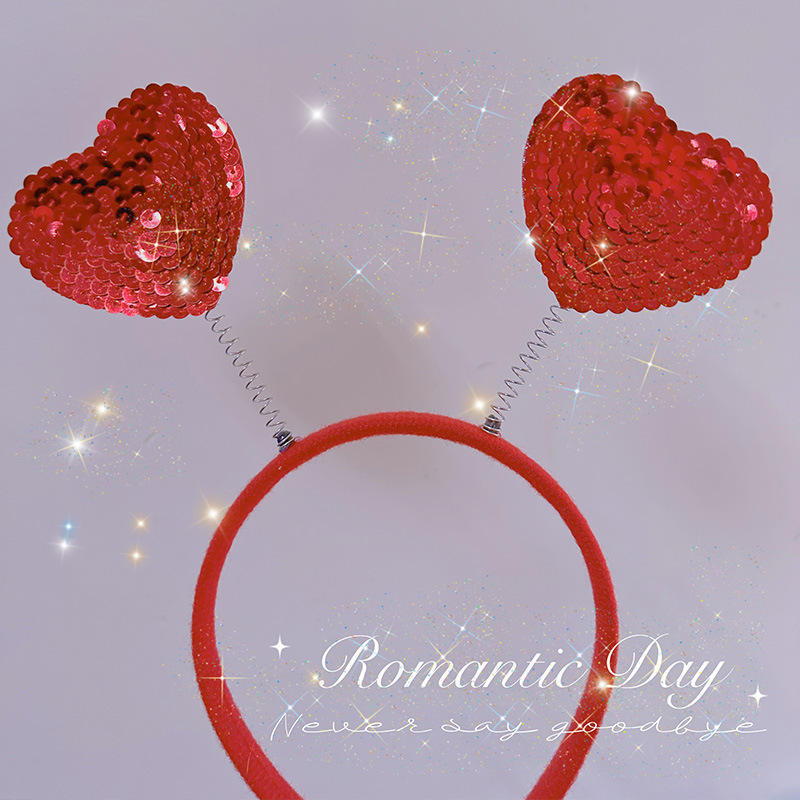 Yiwu accesorios para el cabello de Europa y América ins moda diadema fiesta tocado Día de San Valentín rojo lentejuelas encantadora diadema