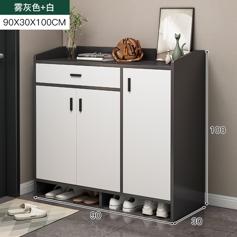 [강화 및 두꺼워진 소재 업그레이드 - 도어 3개 및 서랍 1개] 90-30-100 포그 그레이 + 화이트-1x1x1cm-조립