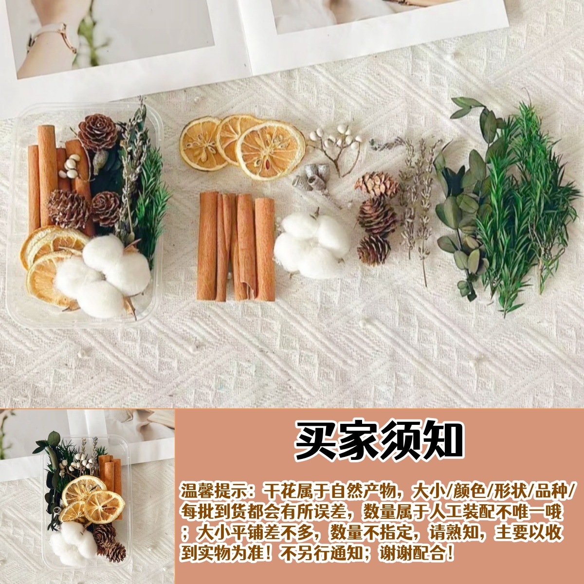 Fruitas secas flores secas DIY material paquete de plantas naturales secas al aire navidad pine canela hecha a mano in decoración adornos inmortales