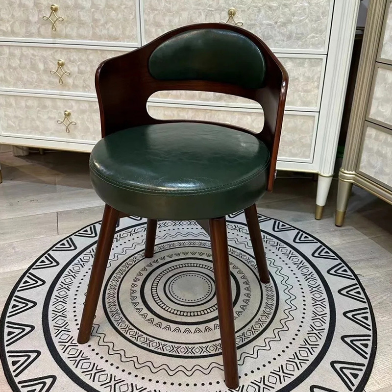 Retro Rotating Makeup Chair, Dressing Stool, Home Chinese-Style Dining Table and Chair, Bedroom French Desk Chair, Study Stool