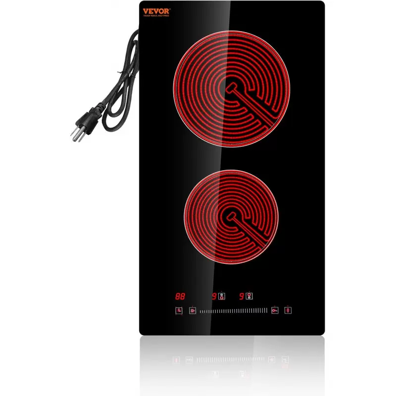 VEVOR Built in Electric Stove Top, 12 inch 2 Burners, Glass