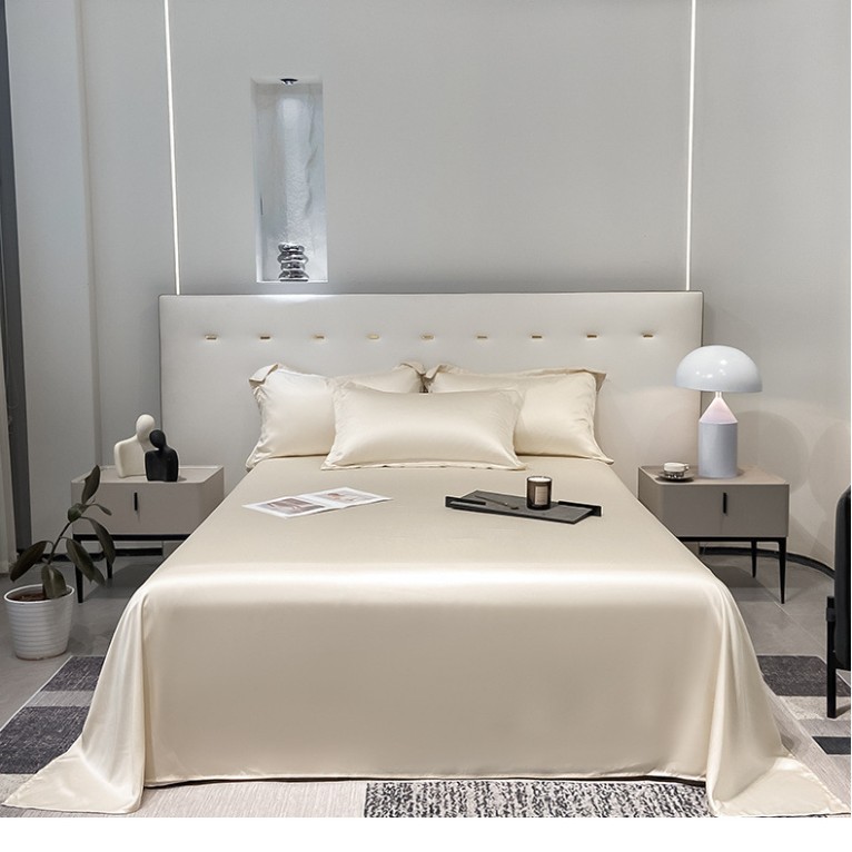 100 sábanas de verano de seda de hielo de color sólido de una sola pieza, dormitorio desnudo, edredón fresco, funda de almohada simple, juego de tres piezas